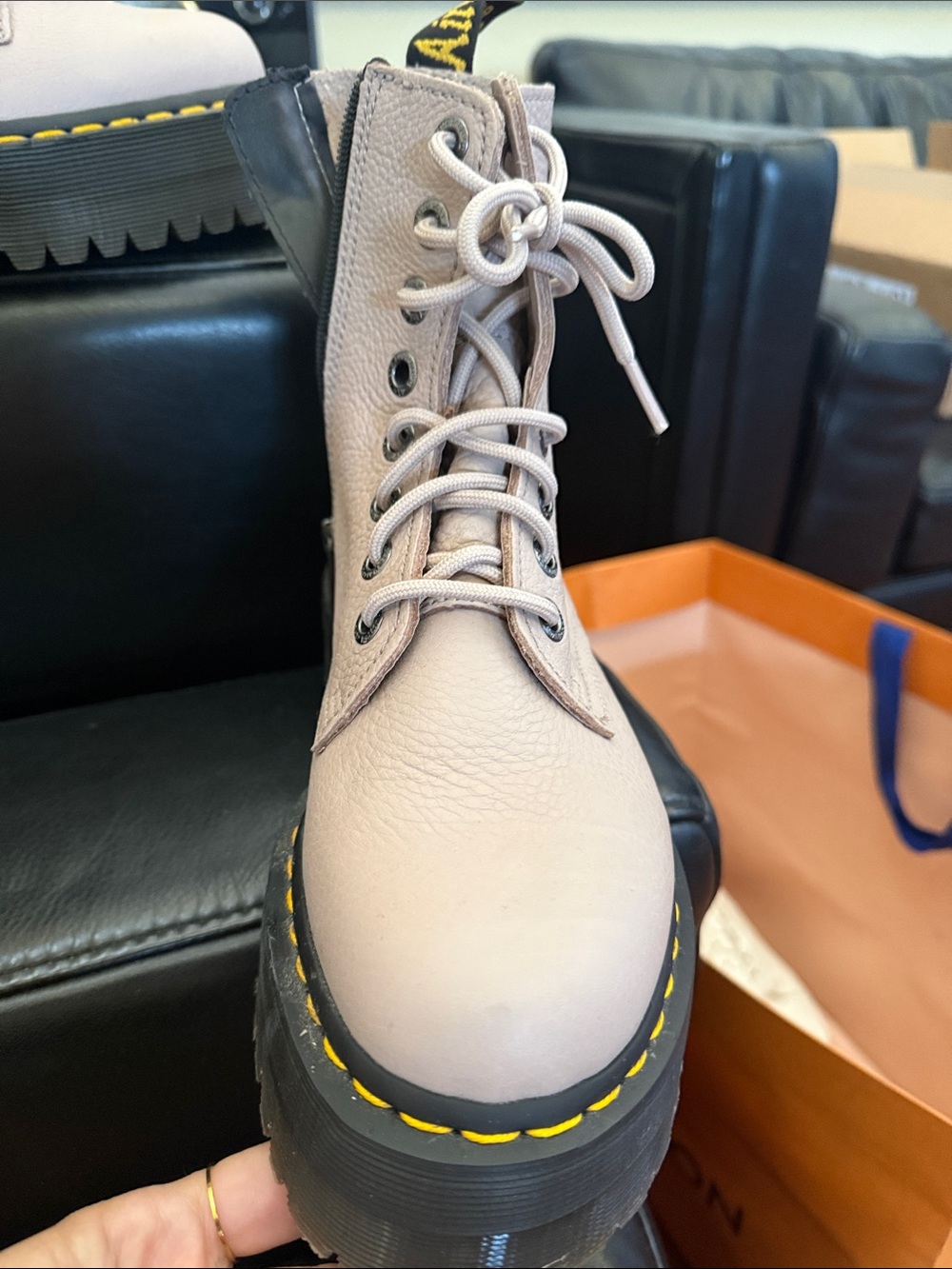 Dr Martens airwair Women's Pink Lace-Up Combat Boots - Picture 2 of 8